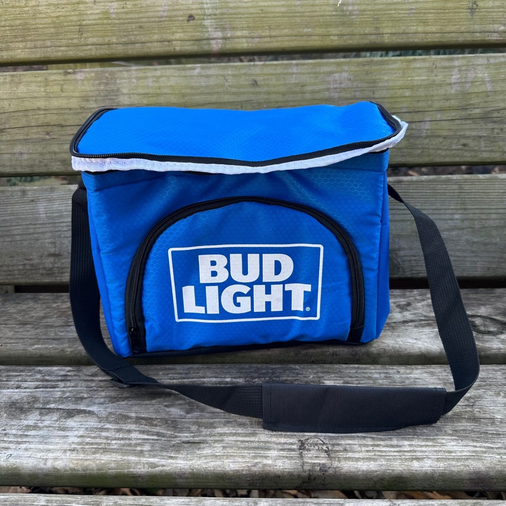 Bud Light Soft Sided Cooler Bag Six Cans Lunch Box Insulated Adjustable Strap